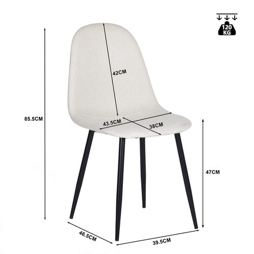 Lot De 4 Chaises De Salle à Manger Scandinave En Tissu Pieds En Métal, Beige
