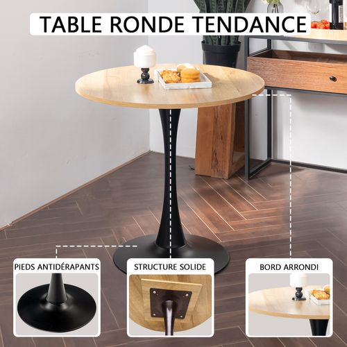 Table Salle à Manger Ronde Avec 2 Chaises Ensemble De 3 Meubles Pour Salon Cuisine, Chêne + Gris