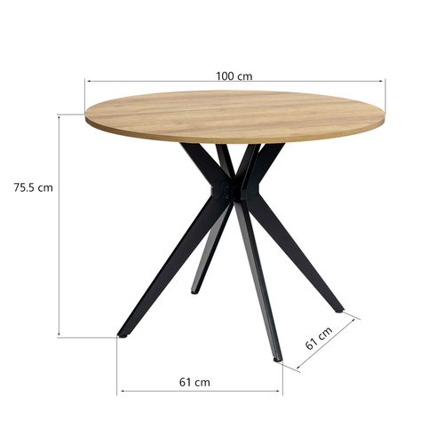 Table Salle à Manger Ronde Avec 4 Chaises Ensemble De 5 Meubles, Chêne + Jaune + Gris