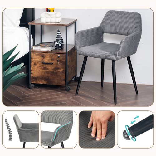 Table Salle à Manger Ronde Avec 4 Chaises Ensemble De 5 Meubles, Chêne + Jaune + Gris