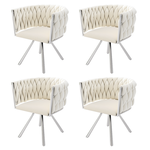 Lot De 4 Chaises Salle à Manger Pivotant Sur 360° En Velours Beige