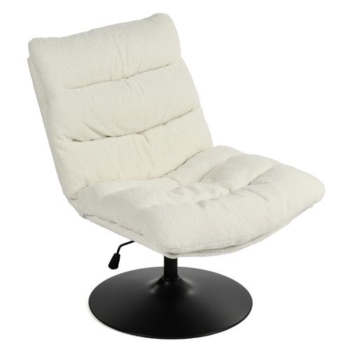 Fauteuil Salon Pivotant Sur 360° Fonction D'inclinaison Hauteur Réglable En Boulette Blanc
