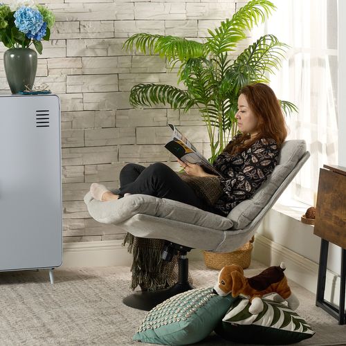 Fauteuil Salon Pivotant Sur 360° Fonction D'inclinaison Hauteur Réglable En Tissu Chenille Gris