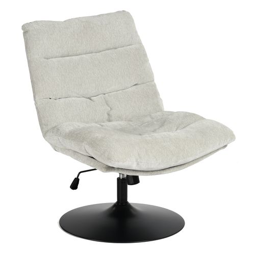 Fauteuil Salon Pivotant Sur 360° Fonction D'inclinaison Hauteur Réglable En Tissu Chenille Gris