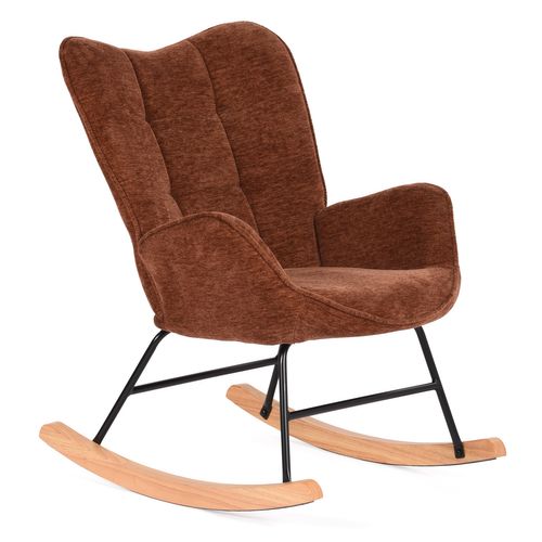 Fauteuil à Bascule Allaitement Rocking Chair Scandinave En Tissu, Rouge