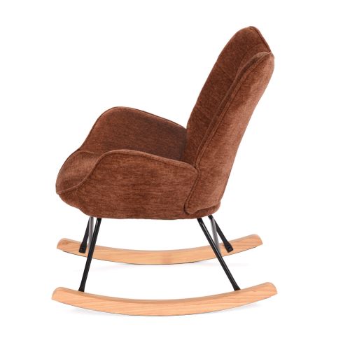 Fauteuil à Bascule Allaitement Rocking Chair Scandinave En Tissu, Rouge