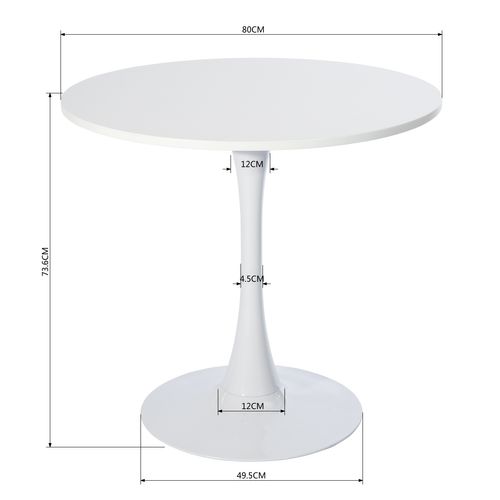 Table Salle à Manger Ronde Avec 4 Chaises Ensemble De 5 Meubles, Blanc + Beige