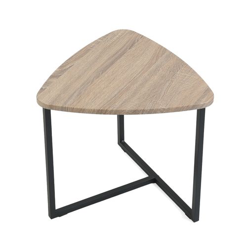 Lot De 2 Table Basse Pour Salon Industriel Tables Gigognes En Bois D'ingénierie Et Métal, Chêne