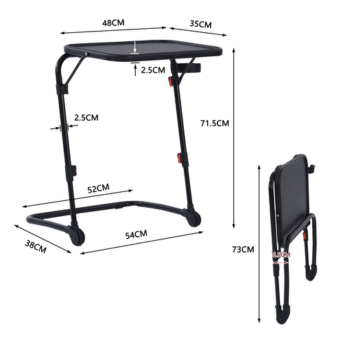 Petit Bureau Pliant Hauteur Réglable Portable Sans Assemblage Requis Plateau Inclinable, Noir