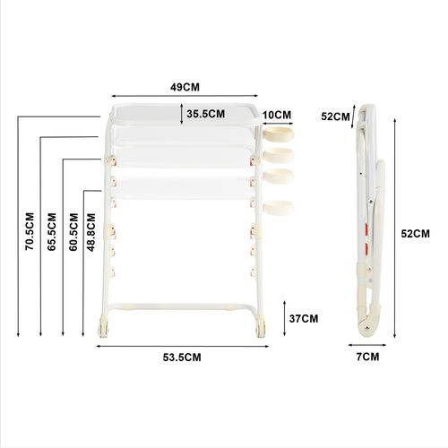 Petit Bureau Pliant Hauteur Réglable Portable Sans Assemblage Requis Plateau Inclinable, Blanc