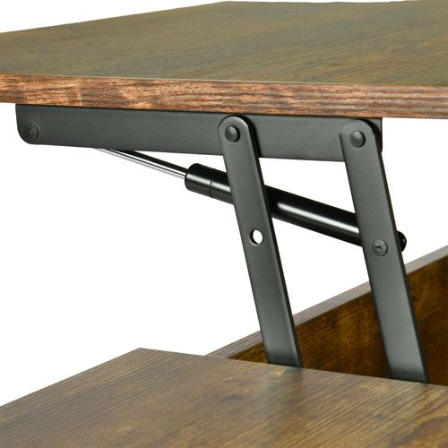 Table Basse De Salon Avec Plateau Relevable Poche De Rangement Et Compartiment Caché, Marron