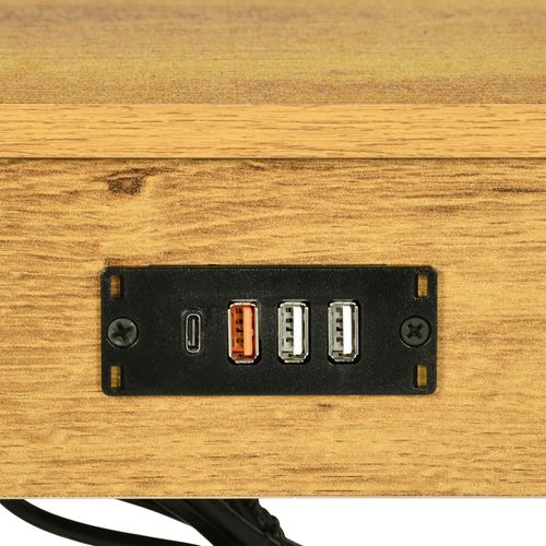 Table D'appoint Avec Station De Charge Et 4 Ports USB, Chêne, 38x28x52cm