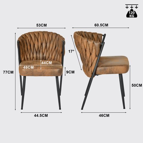 Lot De 4 Chaises De Salle à Manger Au Design Tressé En Suédine Marron