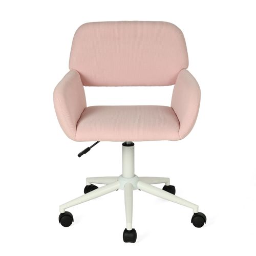 Chaise De Bureau Fauteuil Pivotant Hauteur Réglable En Velours Côtelé Rose