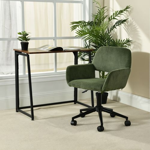 Chaise De Bureau Fauteuil Pivotant Hauteur Réglable En Velours Côtelé Vert