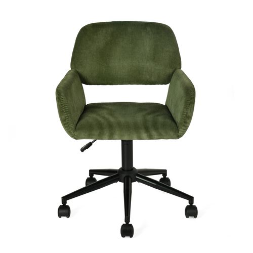 Chaise De Bureau Fauteuil Pivotant Hauteur Réglable En Velours Côtelé Vert