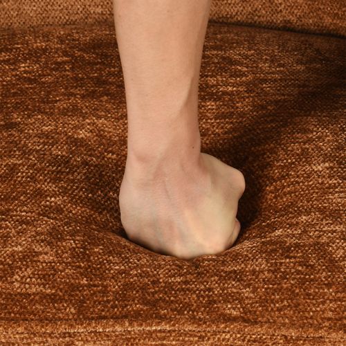 Fauteuil De Salon Pied Métal Rembourré En Tissu Chenille Couleur Caramel