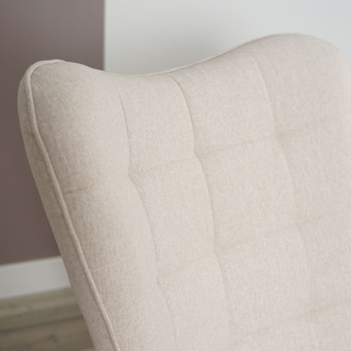 Fauteuil à Bascule Rocking Chair Revêtement En Tissu Beige