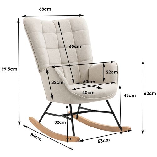 Fauteuil à Bascule Rocking Chair Revêtement En Tissu Beige