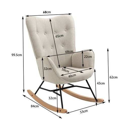 Fauteuil à Bascule Rocking Chair Revêtement En Tissu Beige