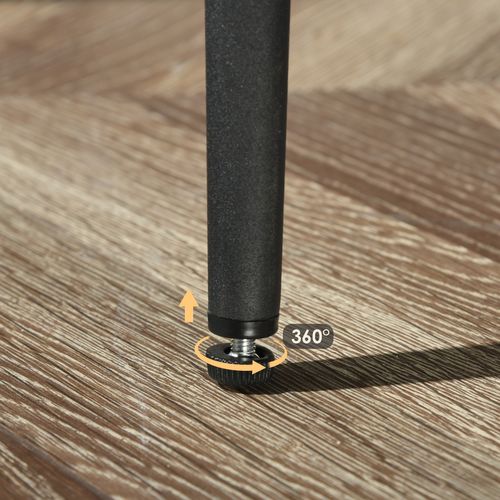 1 table ronde blanche MDF avec 2 chaises marron style industriel assise confort pieds métal noir