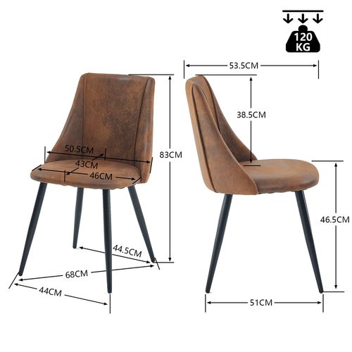 Ensemble table ronde blanche MDF style tulipe avec 2 chaises marron industriel pieds métal noir