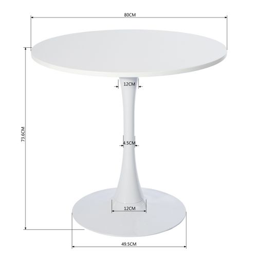 Ensemble table ronde blanche MDF style tulipe avec 2 chaises marron industriel pieds métal noir