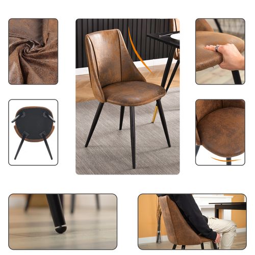 Table ronde blanche tulipe 80 cm avec 2 chaises vertes et 2 marron style industriel