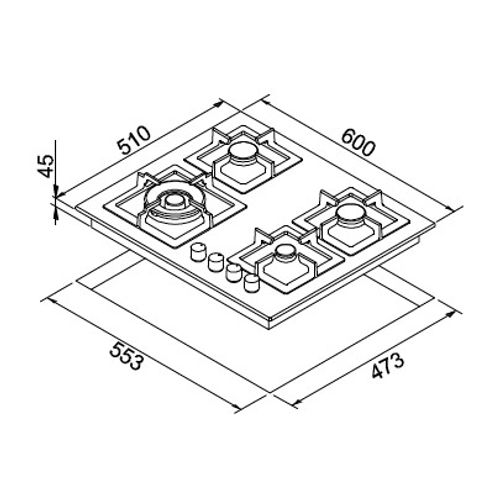 Plaque Gaz Encastrable Plano 60 Tcl Titane Gaz 4 Foyers