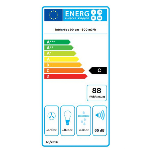 Hotte Décorative Murale Encastrée 90 cm 65db 480m3/h Inox - Virgola3431