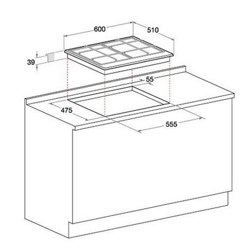 Plaque Gaz Encastrable PCn 642 T/ix/ha Acier Inoxydable Gaz 4 Foyers