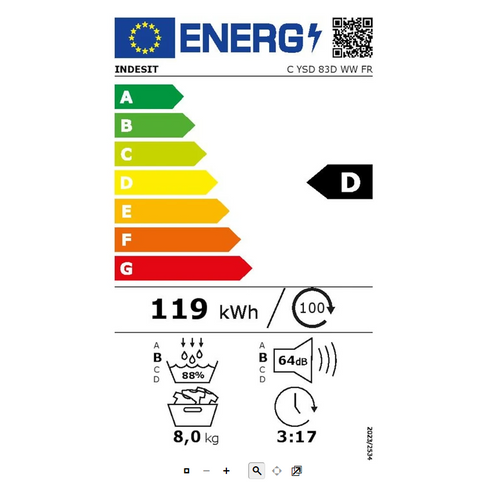 Seche Linge Hublot Pompe à Chaleur 8 Kg 60 Cm Blanc - CYSD83DWWFR