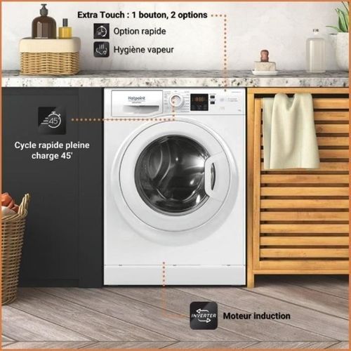 Lave-linge Hublot  Ns11469fwkfr -  11 Kg - Induction - L60cm - 1400 Trs/min - Classe à - Blanc