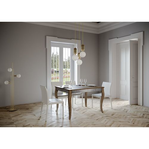 Table Extensible 90x120/224 Cm Olanda Iron Noyer Cadre Gris