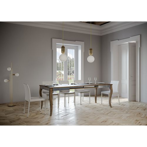 Table Extensible 90x120/224 Cm Olanda Iron Noyer Cadre Gris
