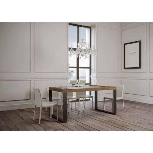 Table Extensible 90x180/440 Cm Tecno Premium Noyer Cadre Anthracite