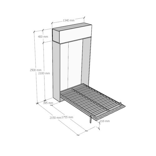 Armoire Lit Escamotable Vertical 120 Kentaro Avec Èlèment Haut Frêne Blanc