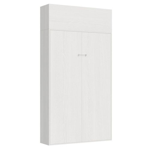 Armoire Lit Escamotable Vertical 120 Kentaro Avec Èlèment Haut Frêne Blanc