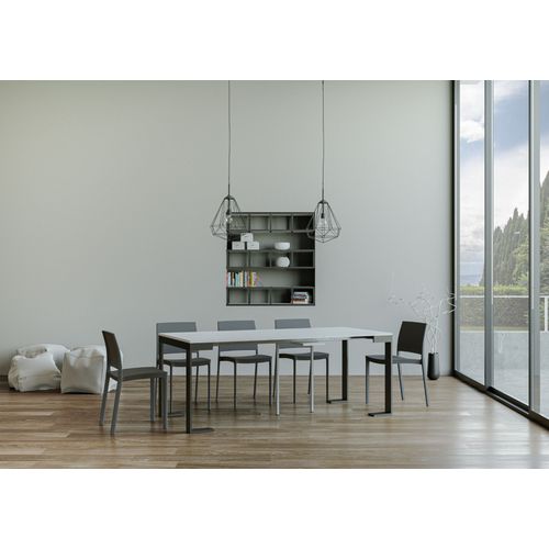 Console Extensible 90x40/196 Cm Tecno Evolution Small Frêne Blanc Cadre Anthracite