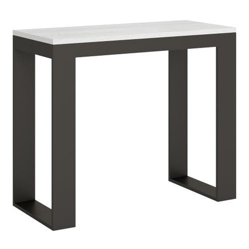 Console Extensible 90x40/196 Cm Tecno Evolution Small Frêne Blanc Cadre Anthracite