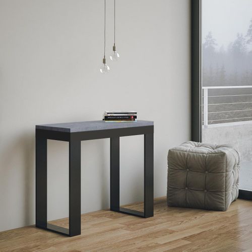 Console Extensible 90x40/196 Cm Tecno Evolution Small Ciment Cadre Anthracite