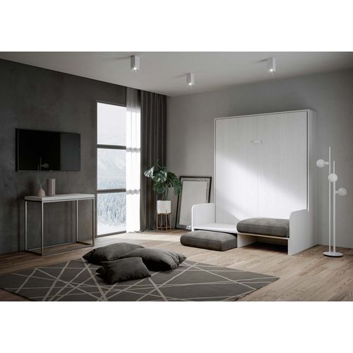 Lit Escamotable Vertical 160 Kentaro Sofa Frêne Blanc