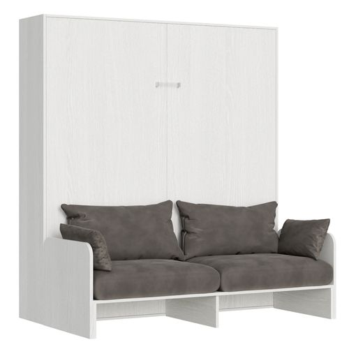 Lit Escamotable Vertical 160 Kentaro Sofa Frêne Blanc