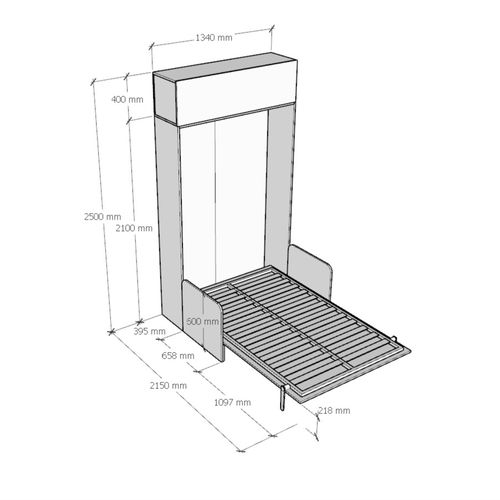 Armoire Lit Escamotable Vertical 120 Kentaro Sofa Avec Èlèment Haut Frêne Blanc