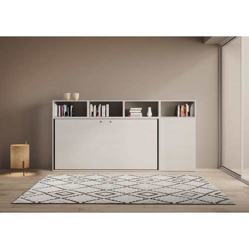Armoire Lit Escamotable Horizontal 1 Couchage 85 Kando Composition à Frêne Blanc