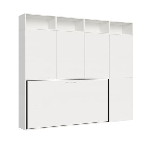 Armoire Lit Escamotable Horizontal 1 Couchage 85 Kando Composition B Frêne Blanc