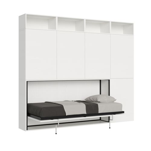 Armoire Lit Escamotable Horizontal 1 Couchage 85 Kando Composition B Frêne Blanc