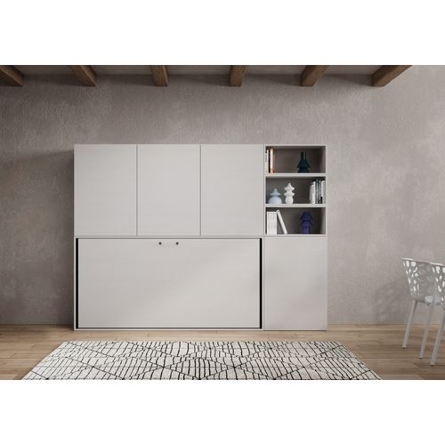 Armoire Lit Escamotable Horizontal 1 Couchage 85 Kando Composition F Frêne Blanc