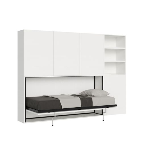 Armoire Lit Escamotable Horizontal 1 Couchage 85 Kando Composition F Frêne Blanc