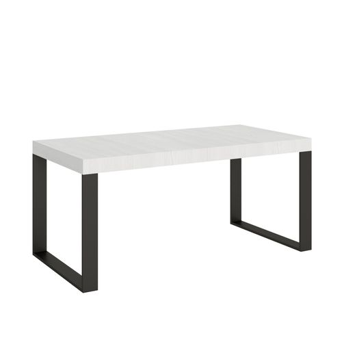 Table Extensible 90x200/460 Cm Tecno Frêne Blanc Cadre Anthracite